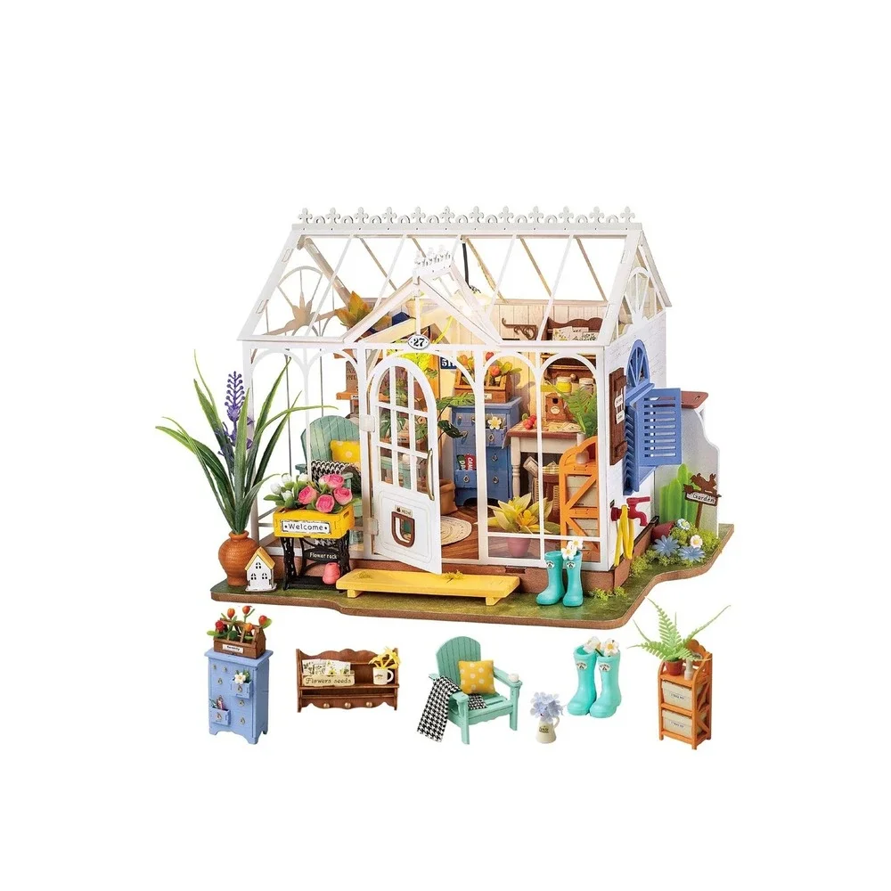 Rolife Dreamy Garden House DIY Miniature House Kit DG163 LED Greenhouse 240pcs